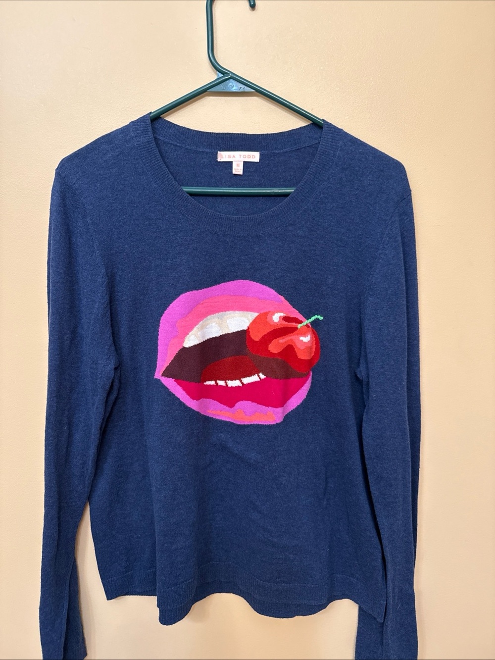 Lisa Todd Blue Crewneck Sweater 100% cotton - Picture 2 of 8
